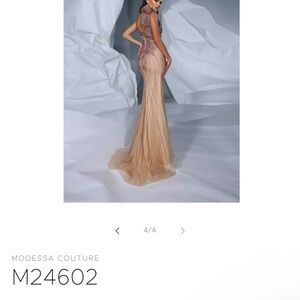 M24602 Nude Pink Embellished Evening Gown